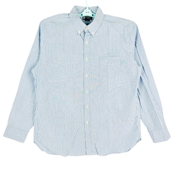 J. Crew Haberdashery Men's Blue/Green Striped Button-Down Shirt Size XL 17-17.5 - Picture 1 of 10